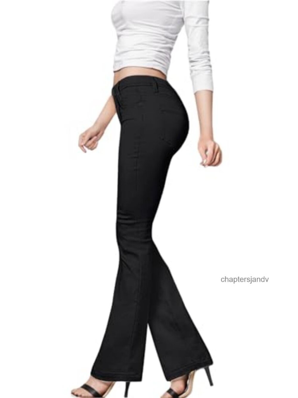 Hybrid & Company Bootcut Pants Slim Fit Stretch Zipper Pockets Mid Rise